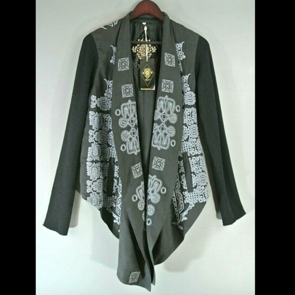 Johnny Was Biya Waterfall Cardigan S/M Black NWT - Picture 1 of 7